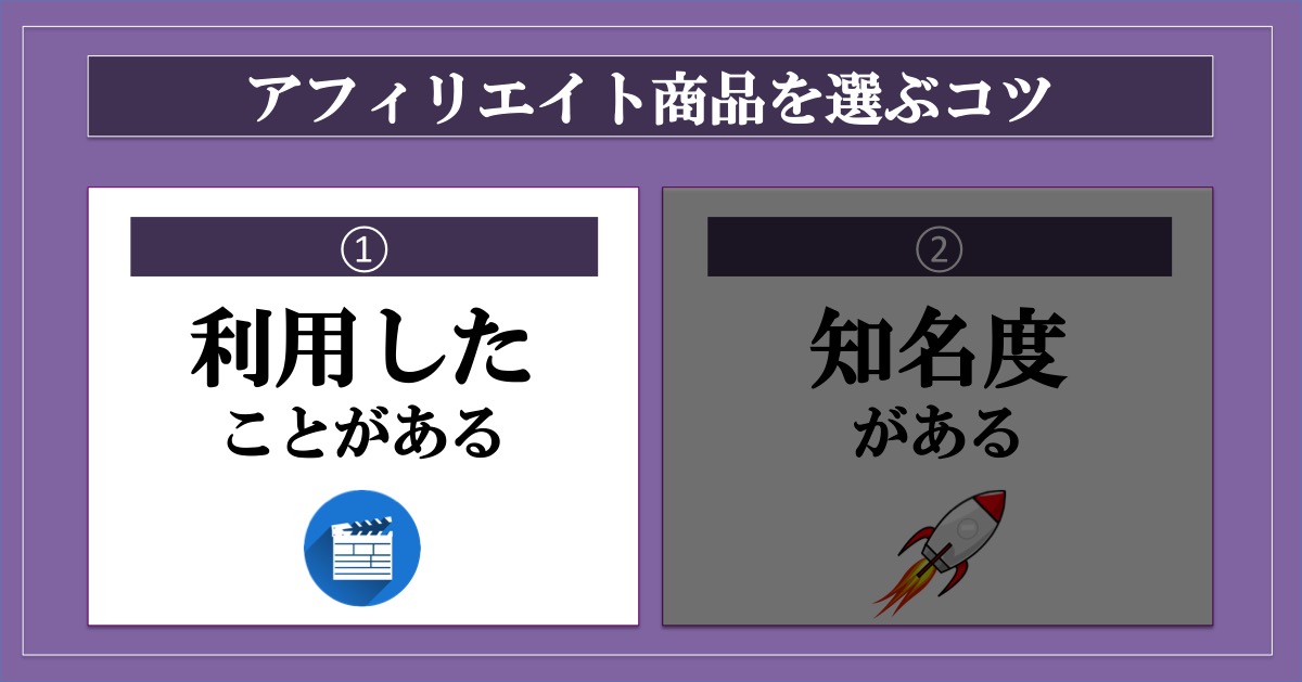 アフィリエイト商品選び_利用したことがある商品