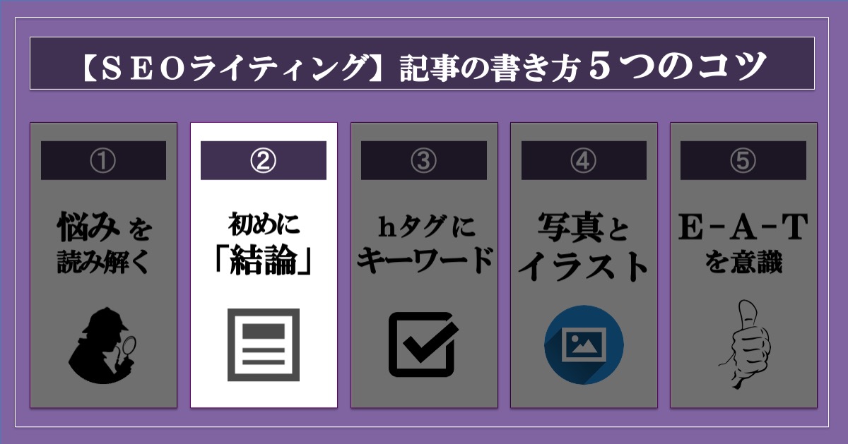 SEOライティング｜記事の書き方5つのコツ初めに結論を伝える