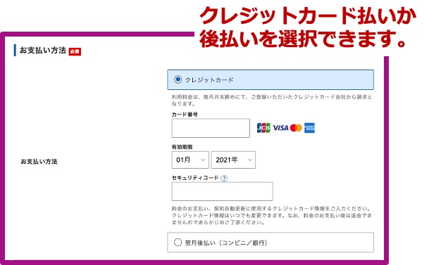 エックスサーバーお申し込み_支払い情報